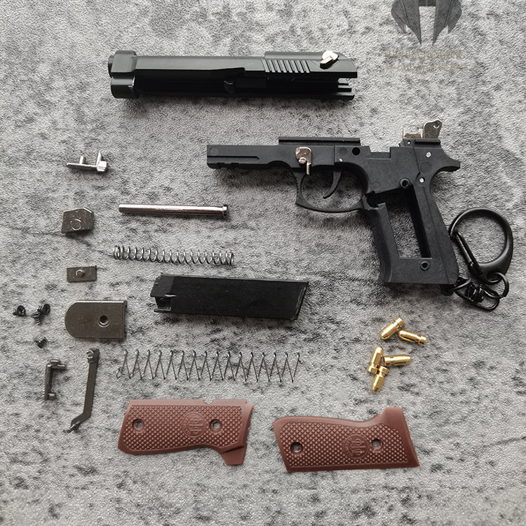 Mini Beretta M92 Shell Ejection Toy Gun Keychain - Image 6